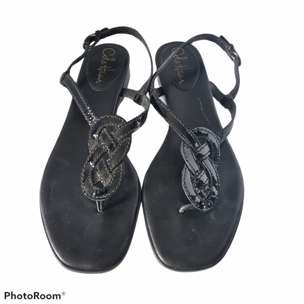Cole Haan Black Infinity Knot Slingback Sandals 8 - Picture 5 of 6